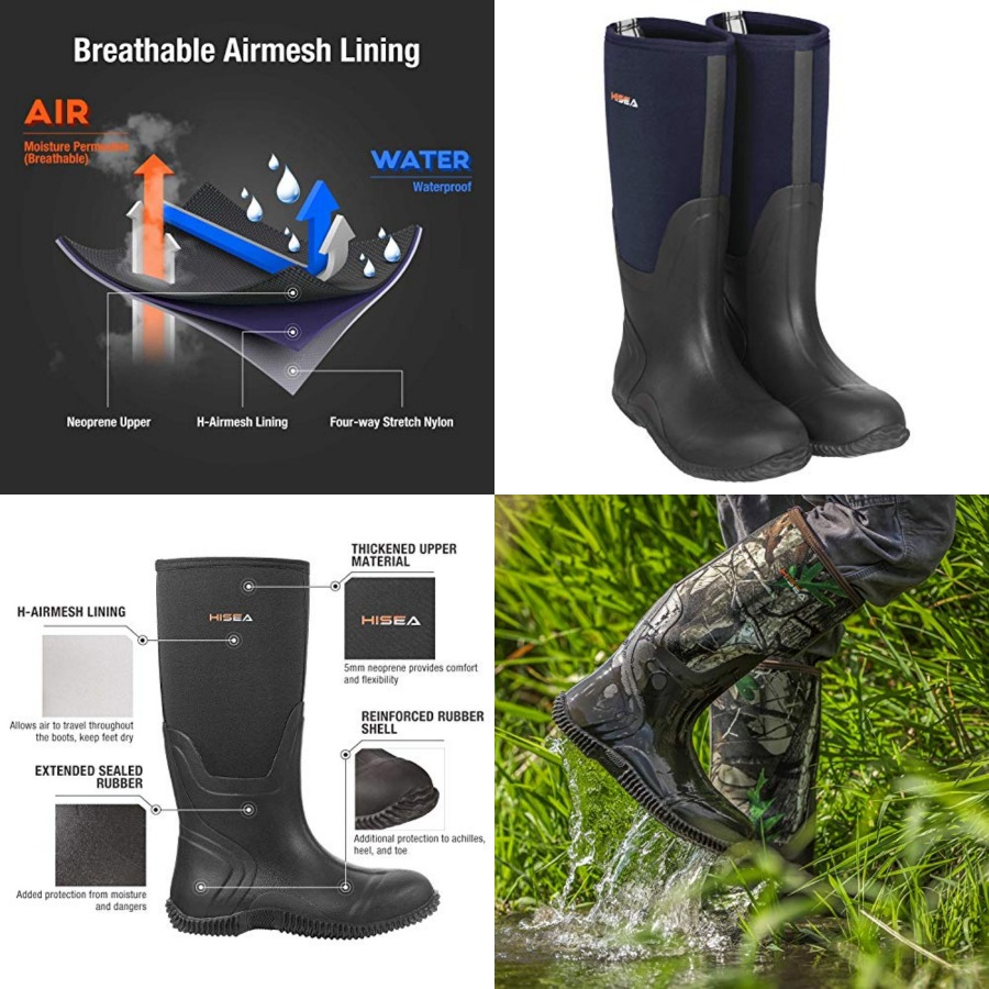 Hunting Outdoor Boots - HISEA Men's Rain Boots, Waterproof Durable