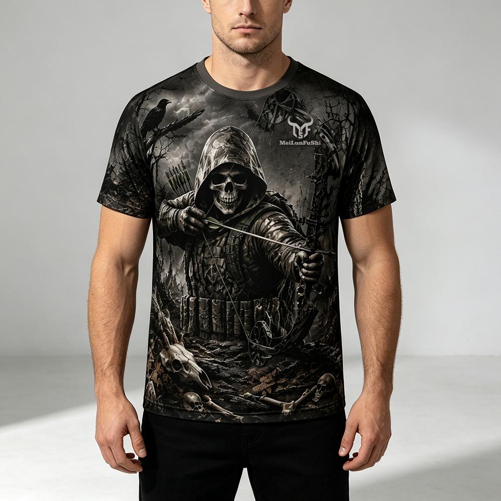 Gothic Skull Archer 3D Print T - Outdoor Hunting Graphic Tees 评论和价格