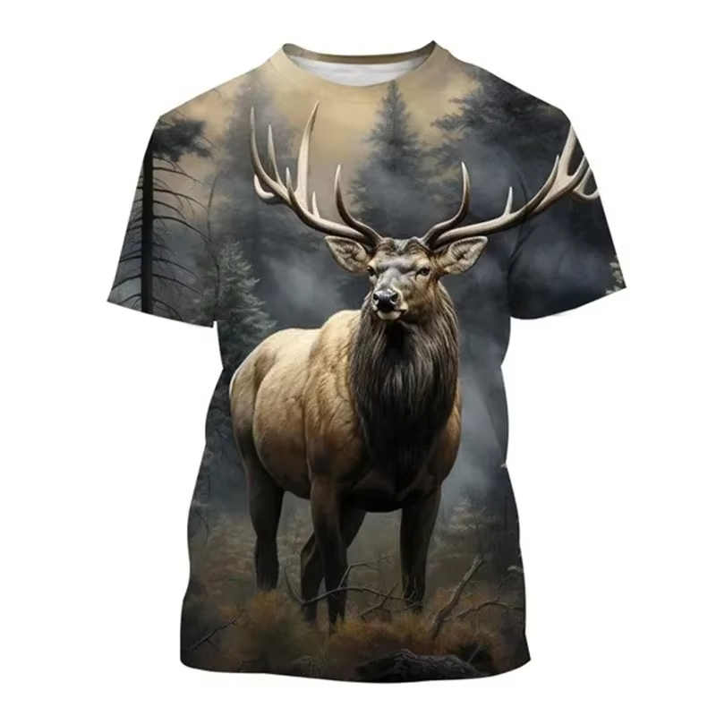 Deer 3D Printing T-shirt Funny - Outdoor Hunting Graphic Tees 评论和价格