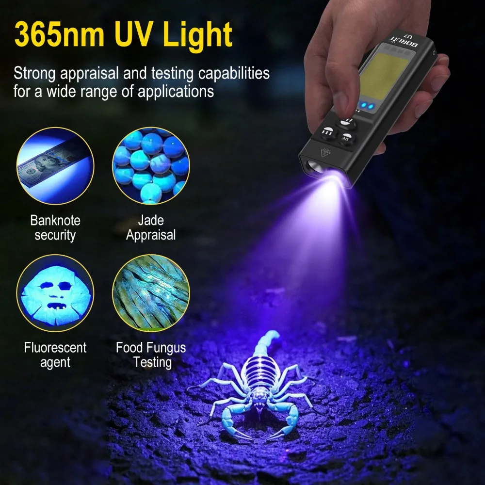 BORUiT U7 UV LED EDC Flashligh - Outdoor Hunting Lights 评论和价格