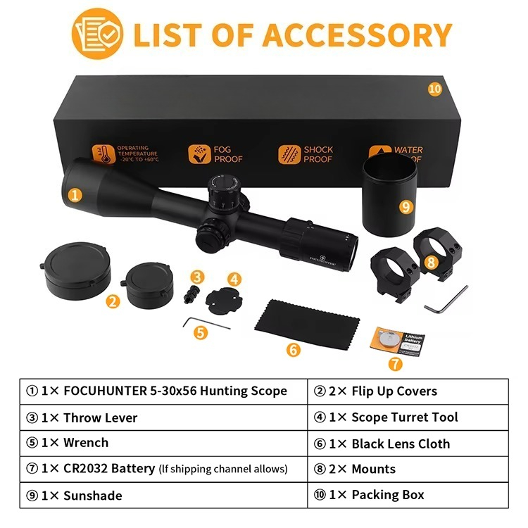 5-30X56 FFP Tactical Long Rang - Outdoor Hunting Range 评论和价格