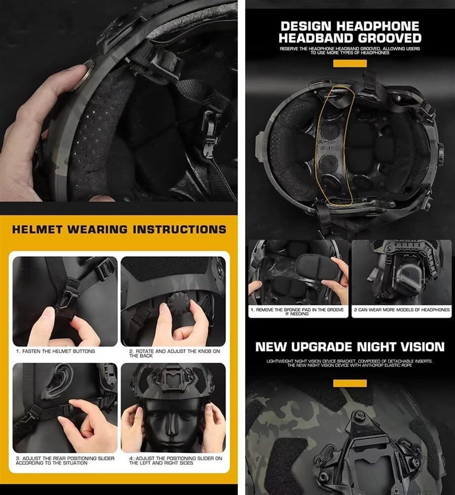 Airsoft Helmet Set with Noise  - Outdoor Hunting Movies 评论和价格