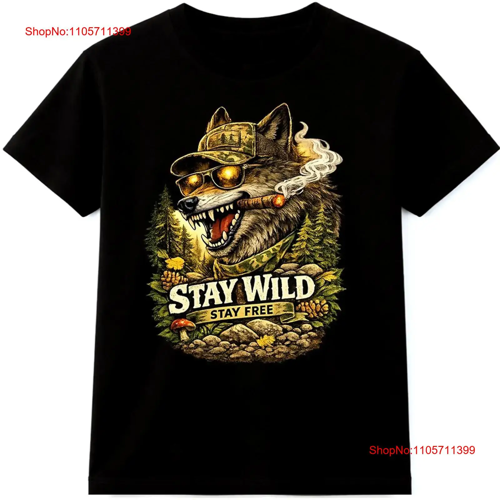Wolf T Shirt Stay Wild Free Ou - Wildman Hunting & Outdoor Robertson 评论和价格