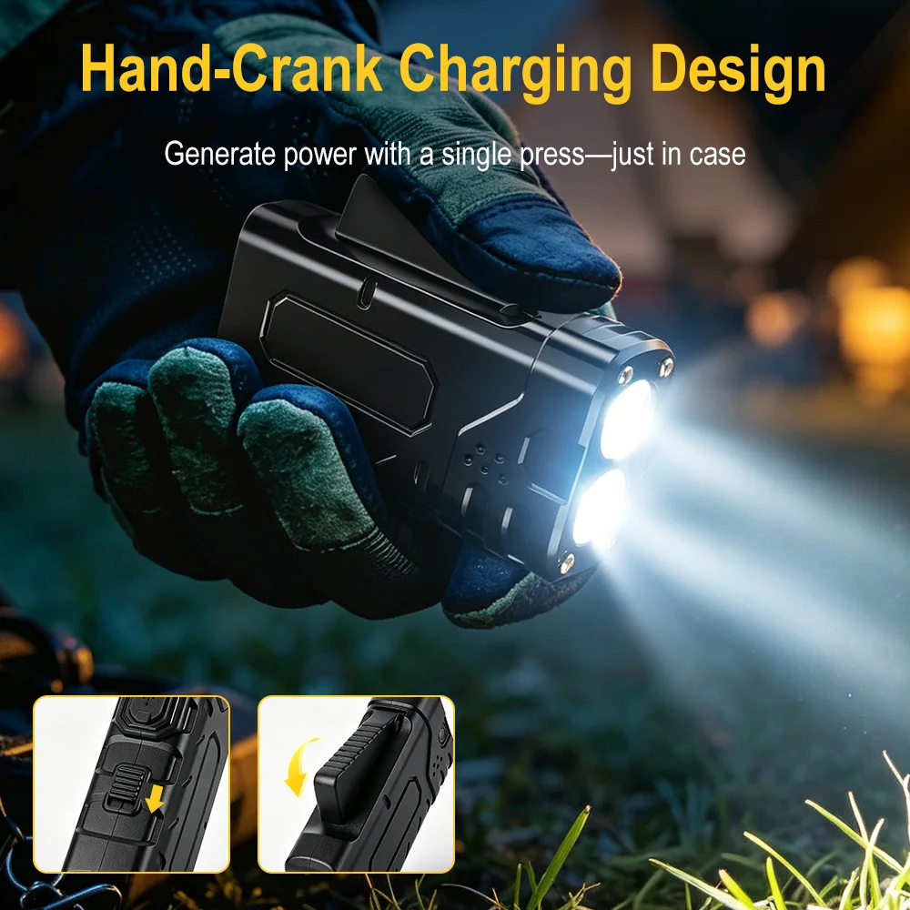 BORUIiT Hand Crank EDC LED Fla - Outdoor Hunting Lights 评论和价格