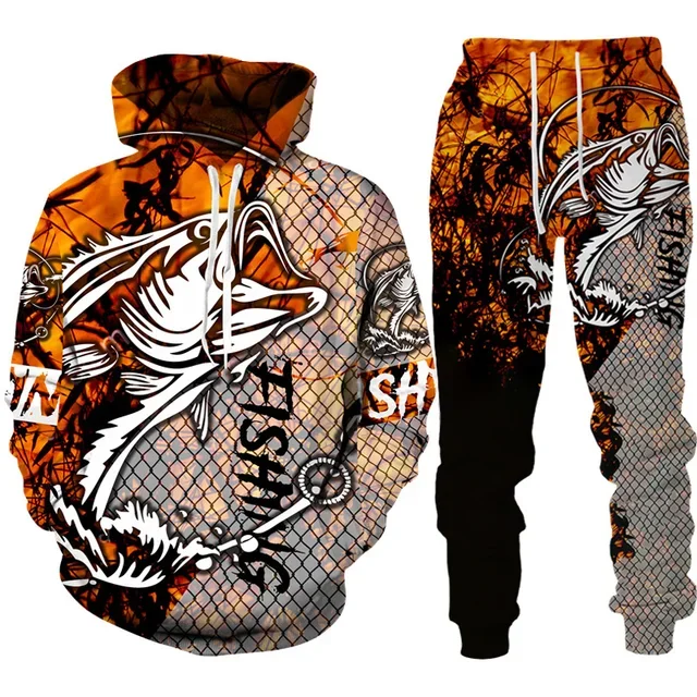 Novelty 3D Fish Printed Men Wo - Outdoor Hunting Pants Women 评论和价格