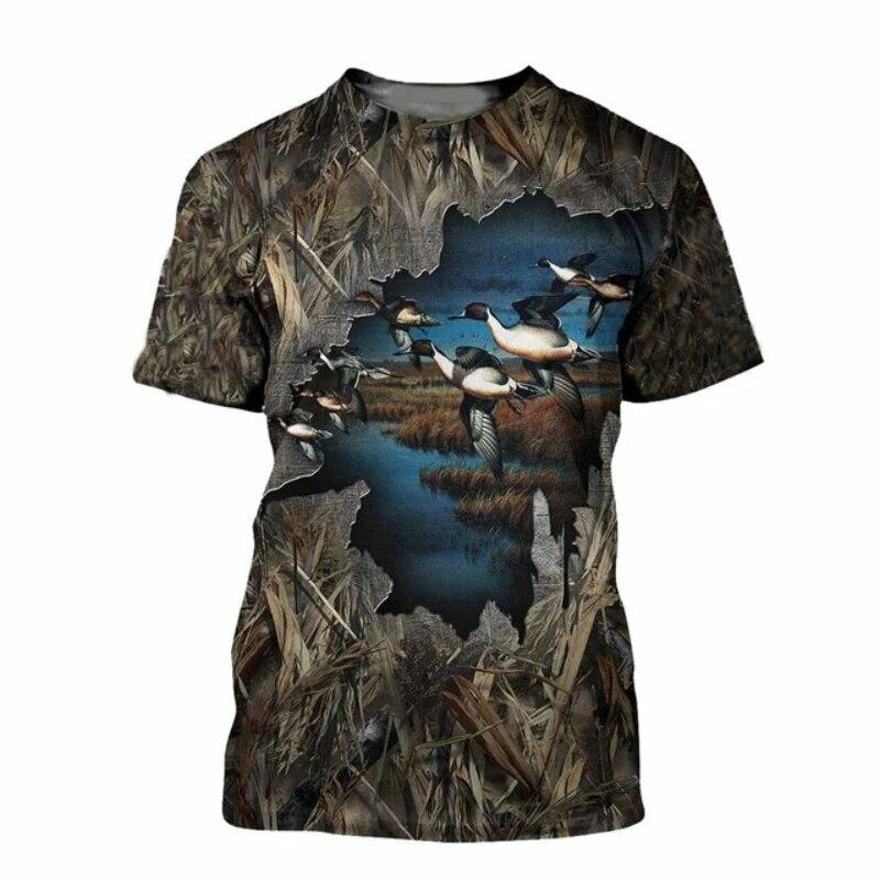 Men Camo Duck Hunting 3D Print - Outdoor Hunting Graphic Tees 评论和价格