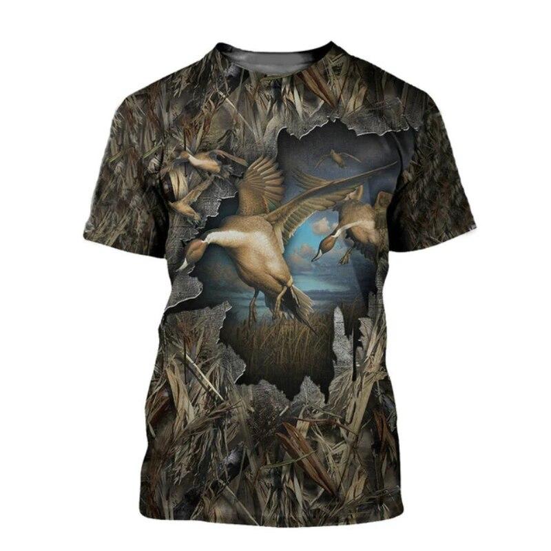 Men Camo Duck Hunting 3D Print - Outdoor Hunting Graphic Tees 评论和价格