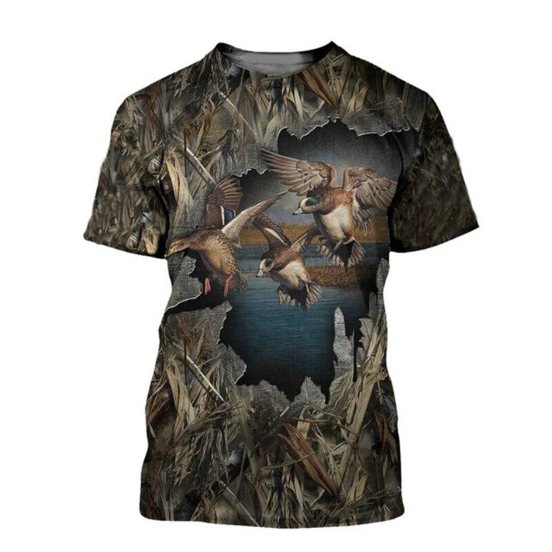 Men Camo Duck Hunting 3D Print - Outdoor Hunting Graphic Tees 评论和价格