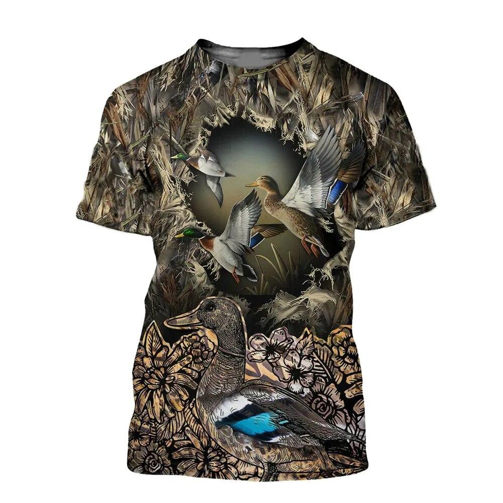 Men Camo Duck Hunting 3D Print - Outdoor Hunting Graphic Tees 评论和价格