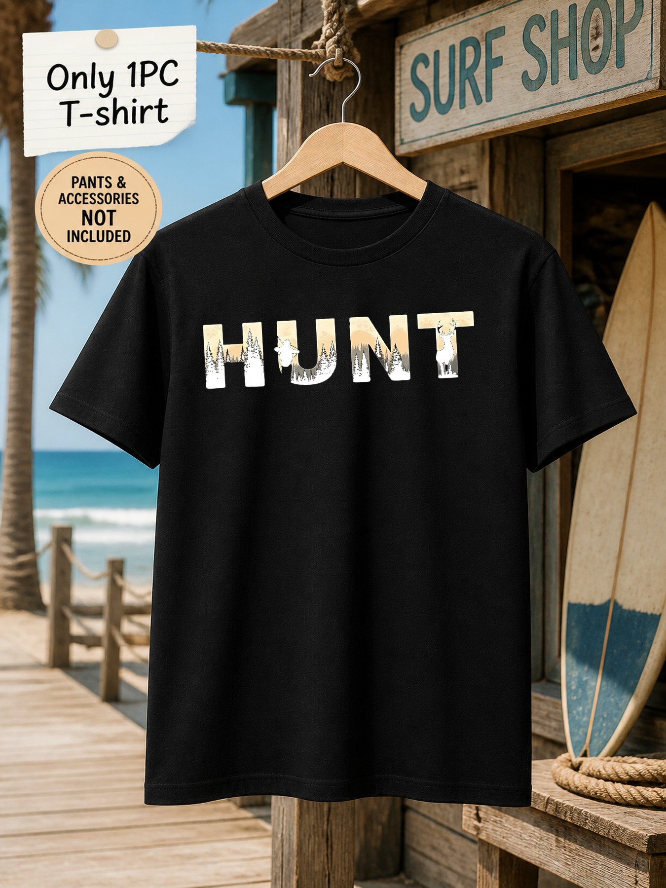 1pc Men'S Graphic T-Shirt Hunt - Outdoor Hunting Graphic Tees 评论和价格