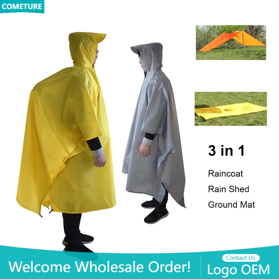 Raincoat 3 In 1 Hiking Poncho  - Hunting And Outdoor Supplies 评论和价格